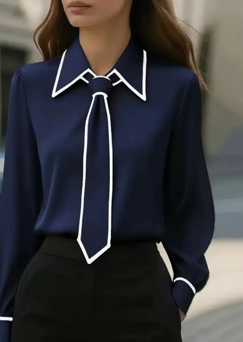 CALIANA — Contrast Tie Blouse