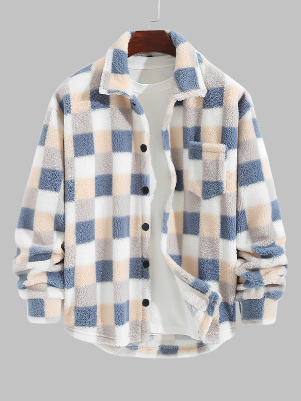 Vellure — Plaid Elegance Faux Fur Jacket