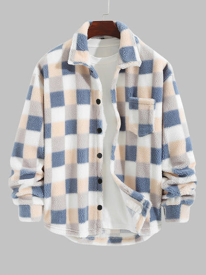 Vellure — Plaid Elegance Faux Fur Jacket