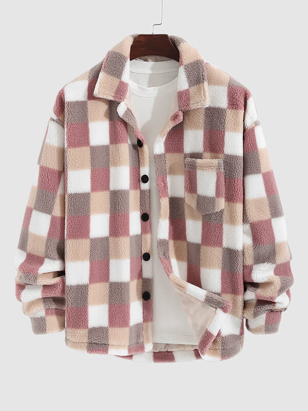 Vellure — Plaid Elegance Faux Fur Jacket