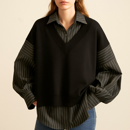 Luminique Pinstripe Elegance Sweater