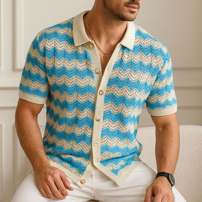 AURELLE — Chevron Knit Shirt