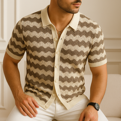 AURELLE — Chevron Knit Shirt