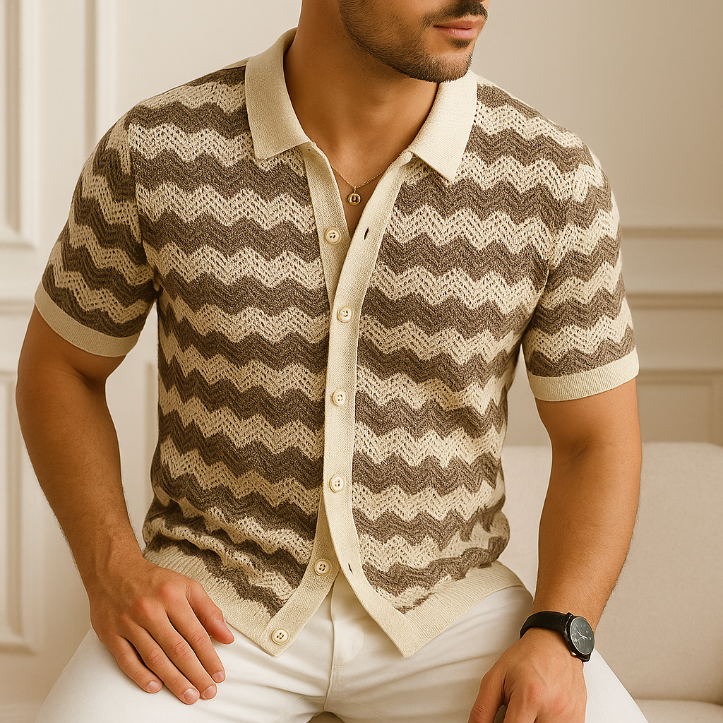 AURELLE — Chevron Knit Shirt
