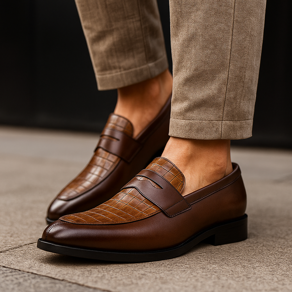 CASSIAN — Croc-Embossed Dress Shoes
