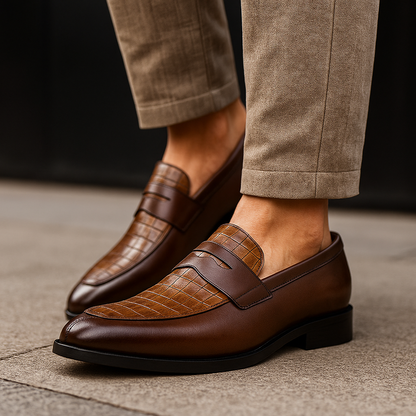 CASSIAN — Croc-Embossed Dress Shoes