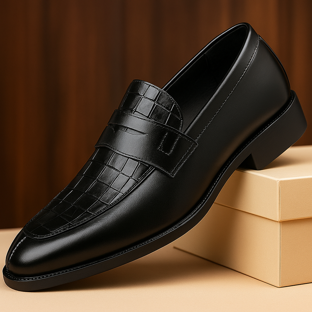 CASSIAN — Croc-Embossed Dress Shoes