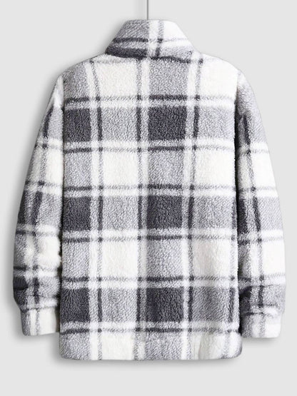 Vellure — Plaid Elegance Faux Fur Jacket