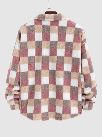 Vellure — Plaid Elegance Faux Fur Jacket