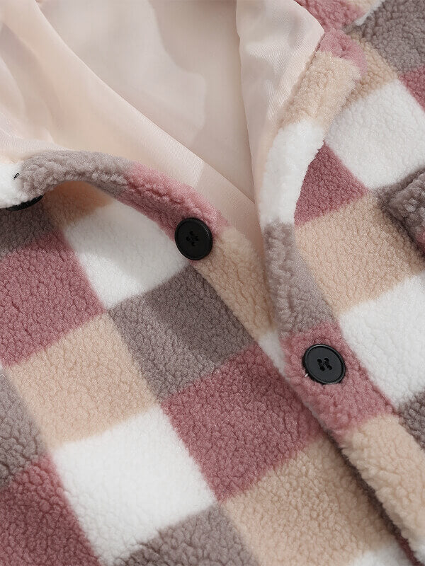 Vellure — Plaid Elegance Faux Fur Jacket