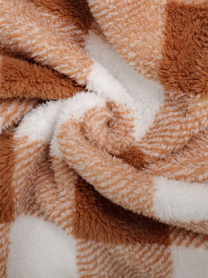 Vellure — Plaid Elegance Faux Fur Jacket