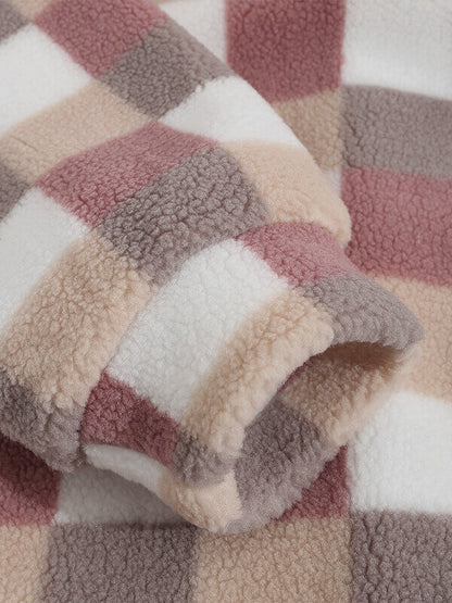 Vellure — Plaid Elegance Faux Fur Jacket