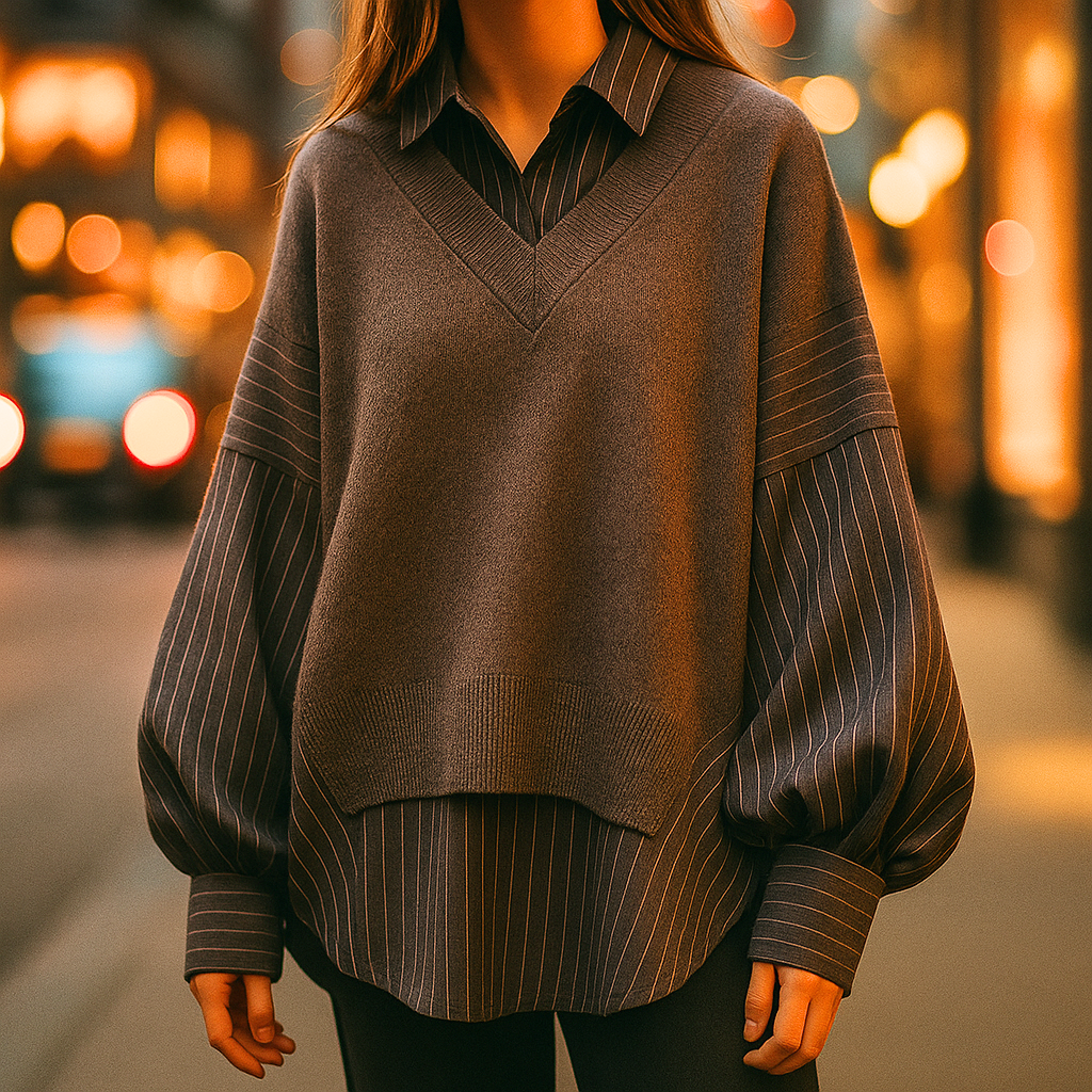Luminique Pinstripe Elegance Sweater