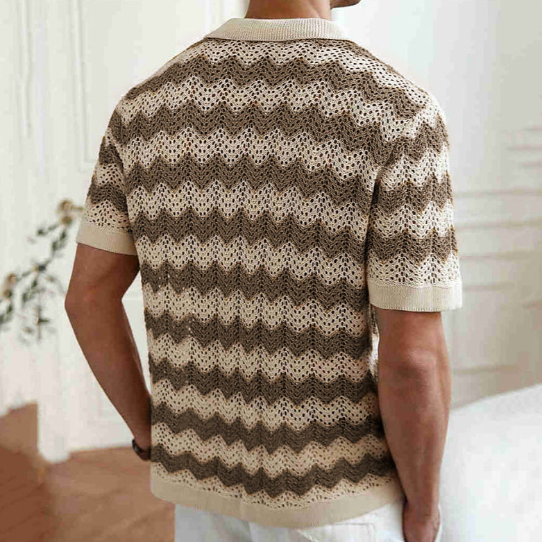 AURELLE — Chevron Knit Shirt