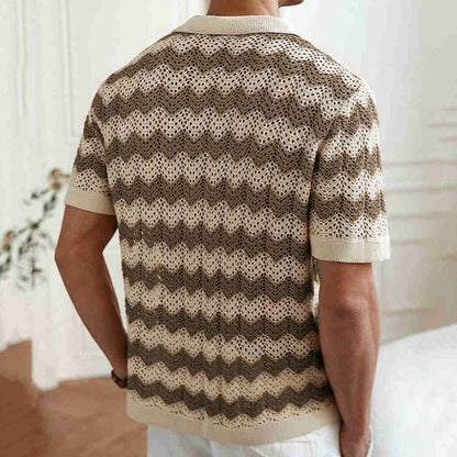 AURELLE — Chevron Knit Shirt