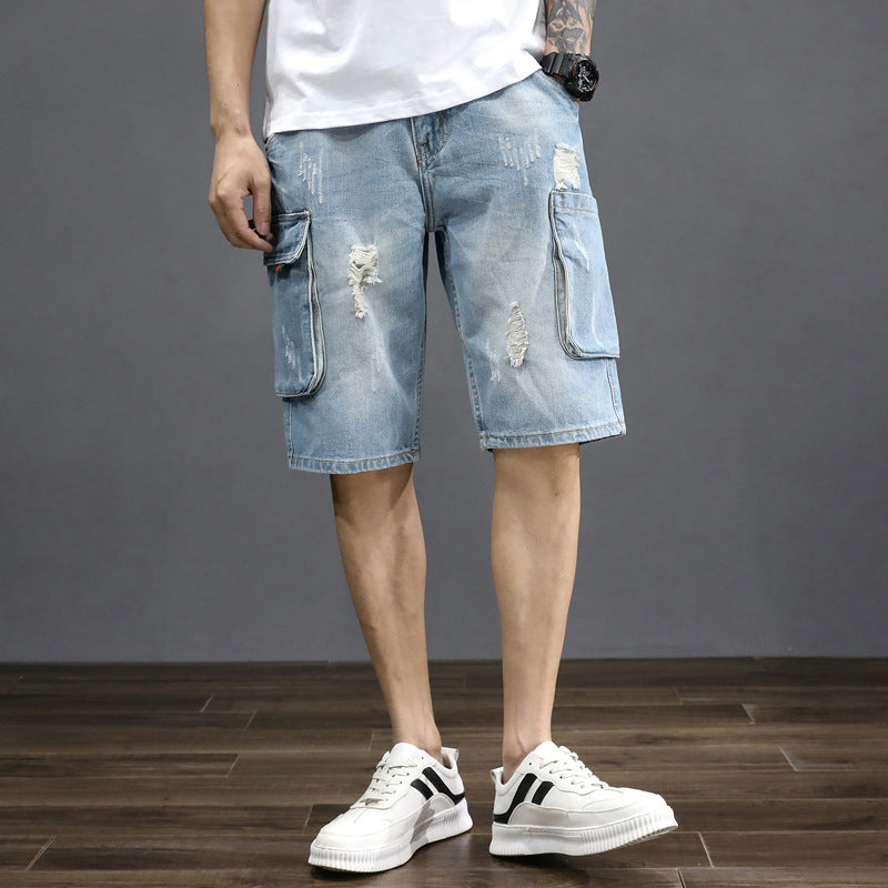 KOLSTAN - Urban Ripped Denim Shorts