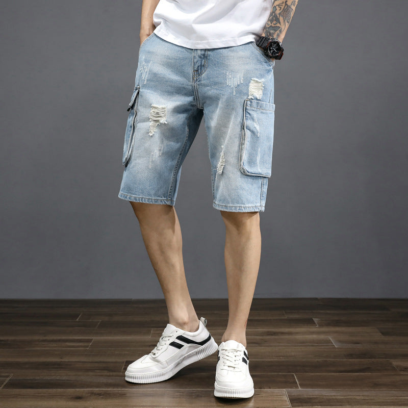 KOLSTAN - Urban Ripped Denim Shorts