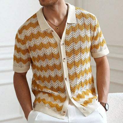 AURELLE — Chevron Knit Shirt