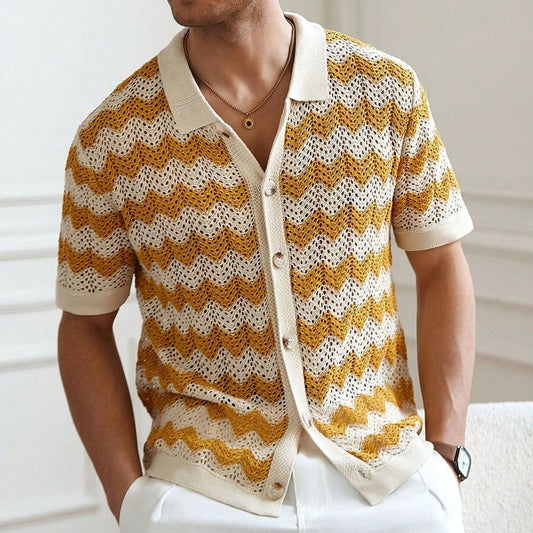 AURELLE — Chevron Knit Shirt