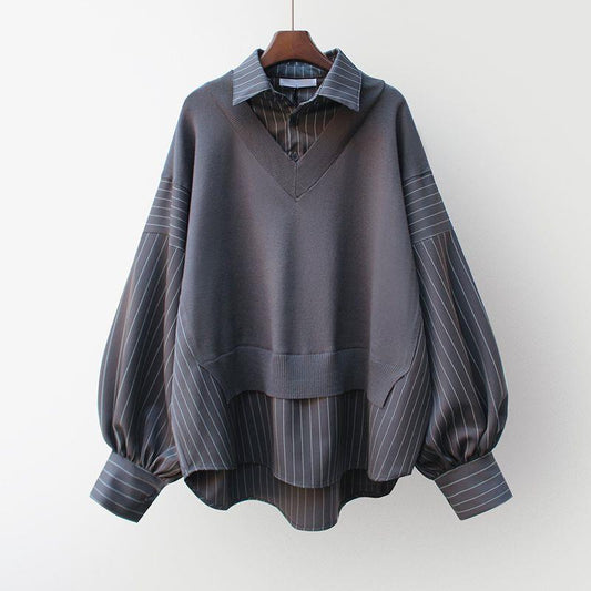 Luminique Pinstripe Elegance Sweater