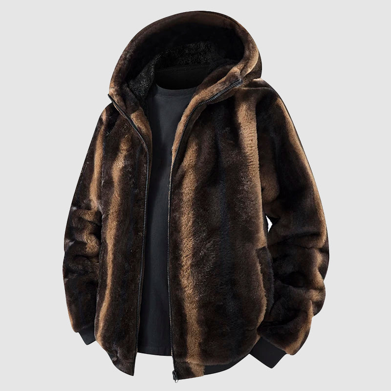 FURNOIR — Men's Luxe Fur-Lined Hooded Jacket