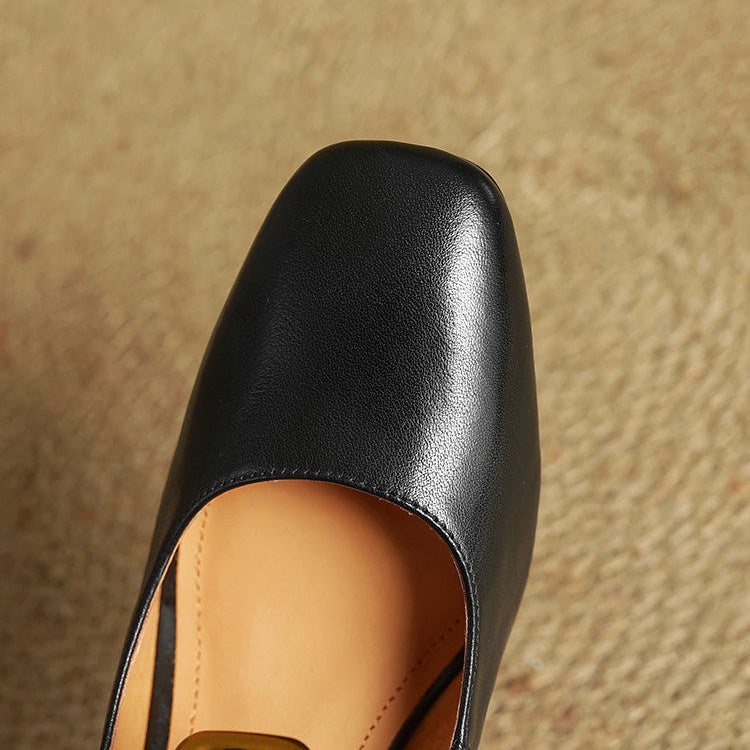 Soleilé — Leather Square-Toe Pumps