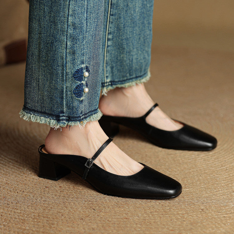 Vellara - Leather Buckled Mules