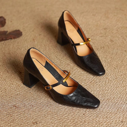 Aleria - Square-Toe Leather Pumps
