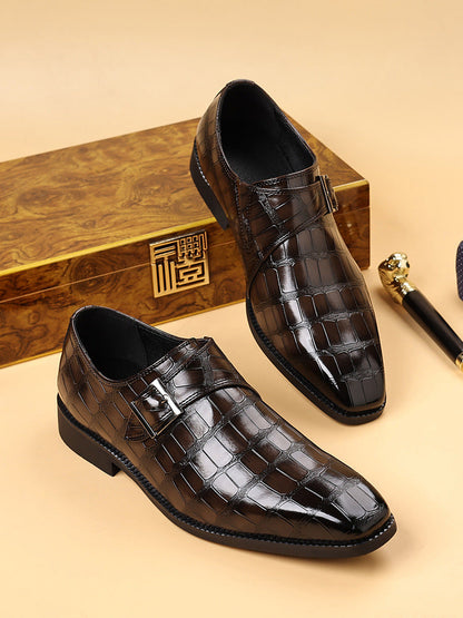 Cressentia — Croc-Embossed Leather Oxfords