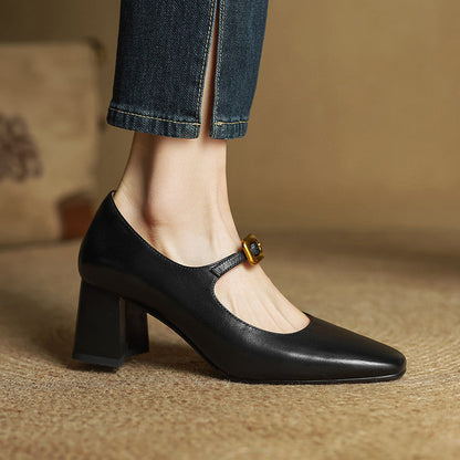 Soleilé — Leather Square-Toe Pumps