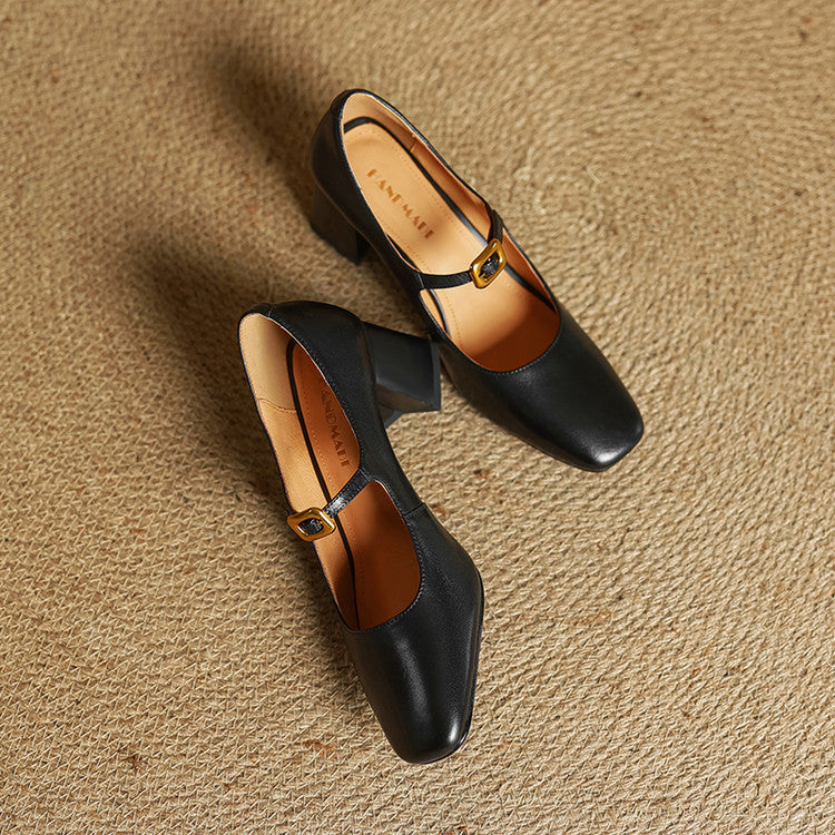 Soleilé — Leather Square-Toe Pumps