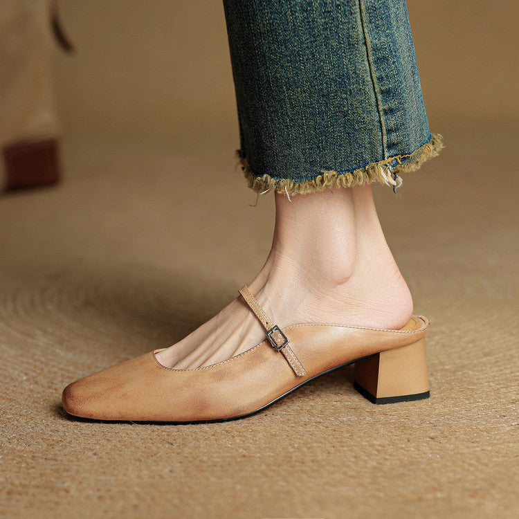Vellara - Leather Buckled Mules