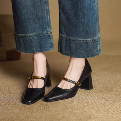 Aleria - Square-Toe Leather Pumps