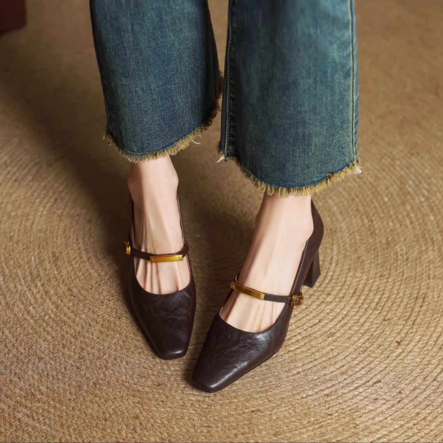 Aleria - Square-Toe Leather Pumps