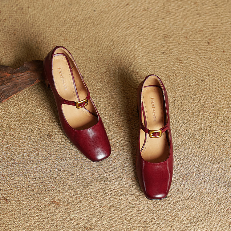 Soleilé — Leather Square-Toe Pumps