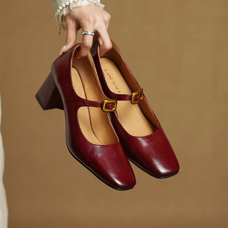 Soleilé — Leather Square-Toe Pumps