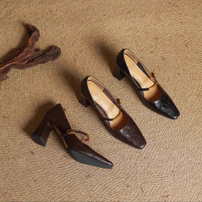 Aleria - Square-Toe Leather Pumps