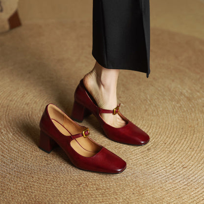 Soleilé — Leather Square-Toe Pumps