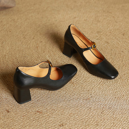 Soleilé — Leather Square-Toe Pumps