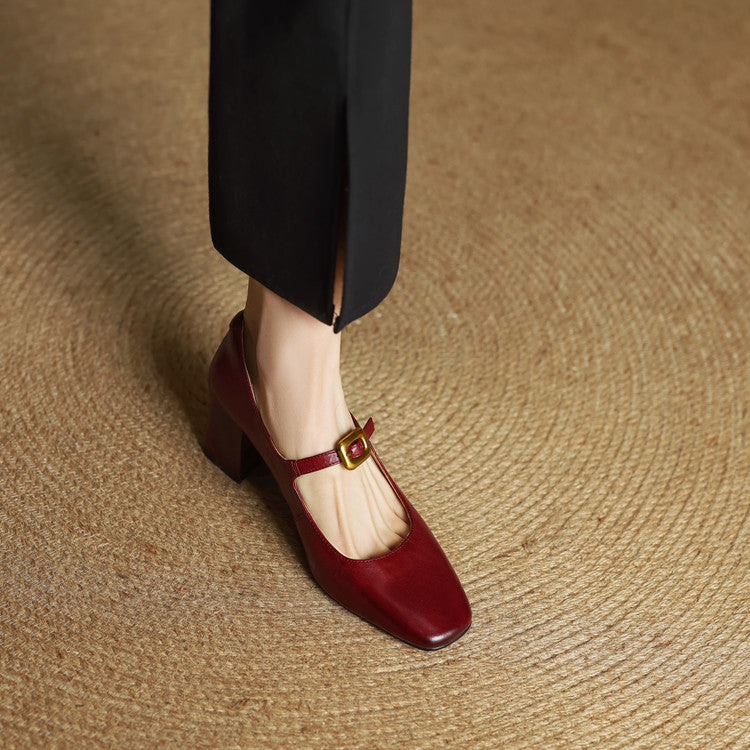 Soleilé — Leather Square-Toe Pumps