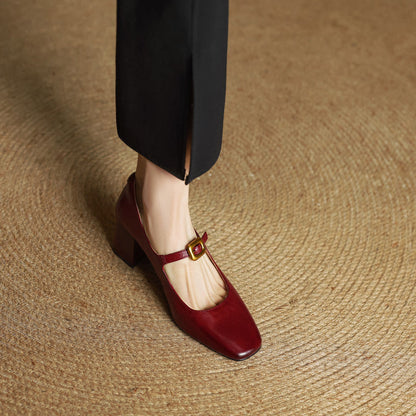 Soleilé — Leather Square-Toe Pumps