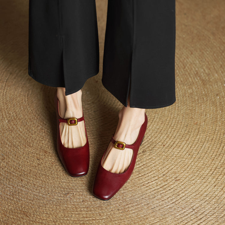 Soleilé — Leather Square-Toe Pumps