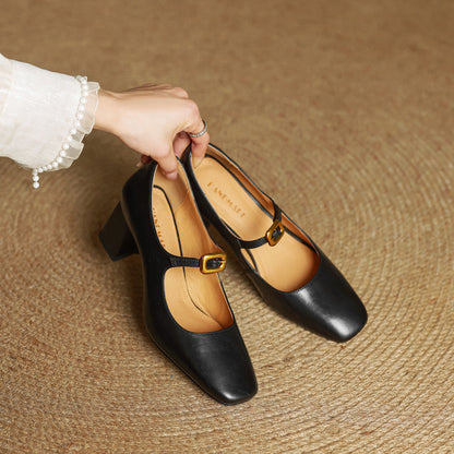 Soleilé — Leather Square-Toe Pumps