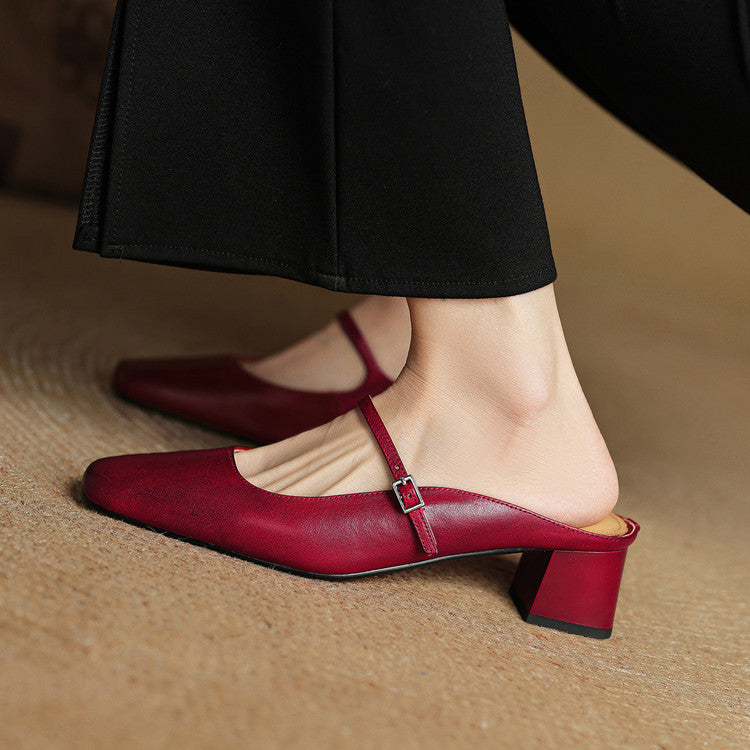 Vellara - Leather Buckled Mules