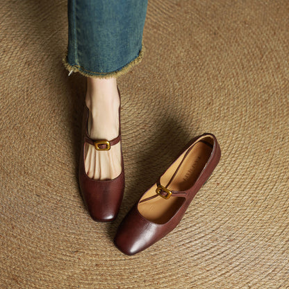 Soleilé — Leather Square-Toe Pumps