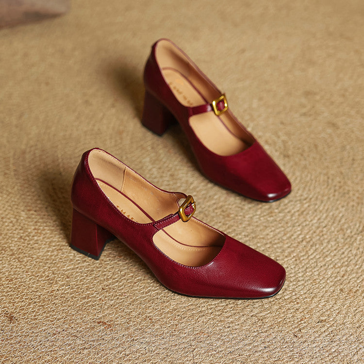 Soleilé — Leather Square-Toe Pumps