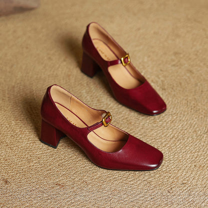 Soleilé — Leather Square-Toe Pumps