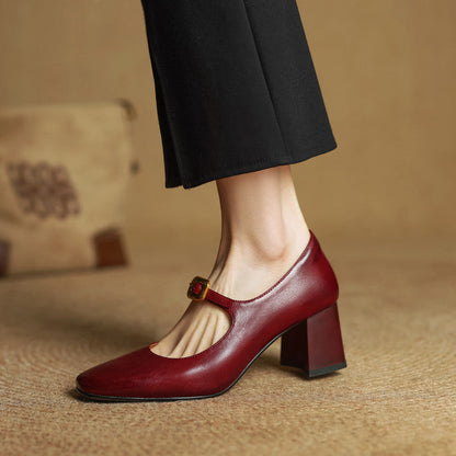 Soleilé — Leather Square-Toe Pumps