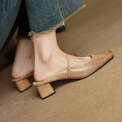 Vellara - Leather Buckled Mules
