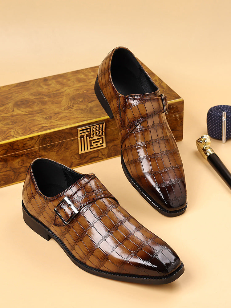 Cressentia — Croc-Embossed Leather Oxfords